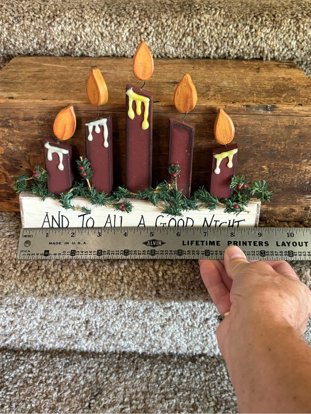 Wooden Holiday Candle Display - Red and Orange - 